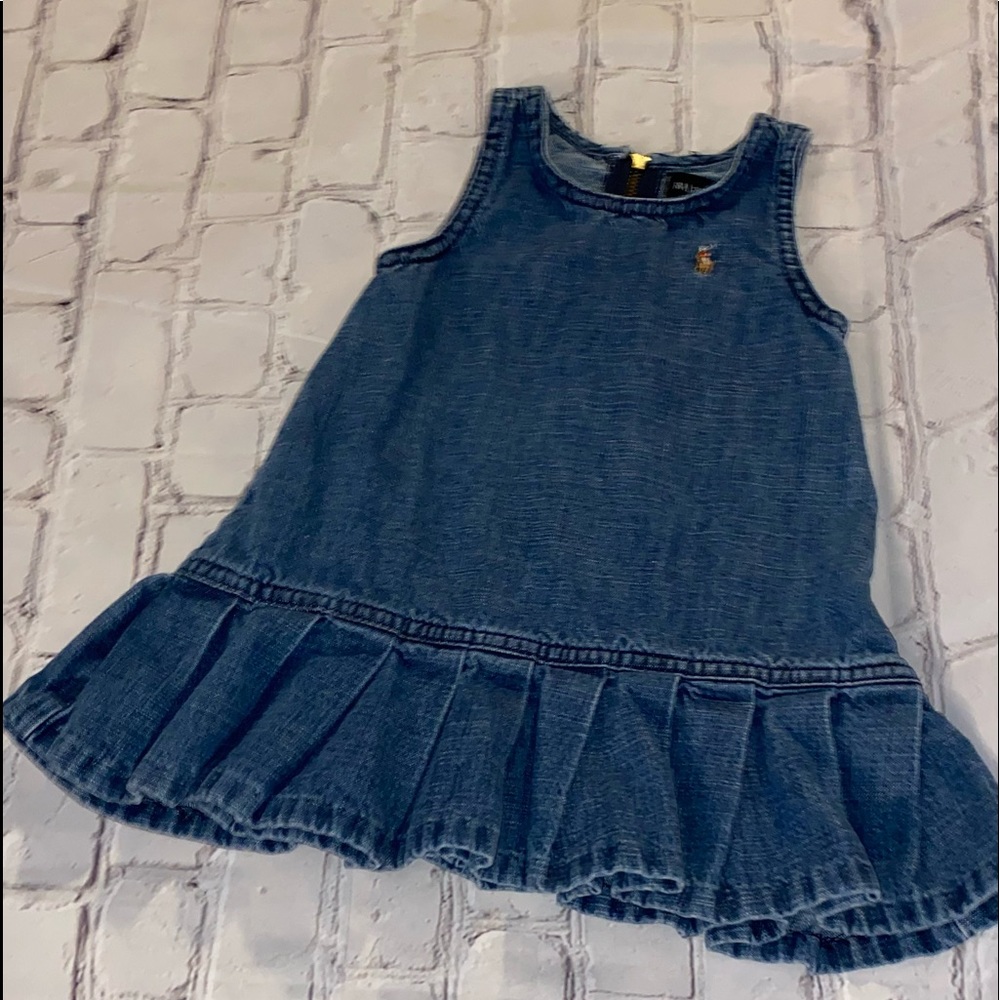 Ralph Lauren denim pleated dress sz 9 mos